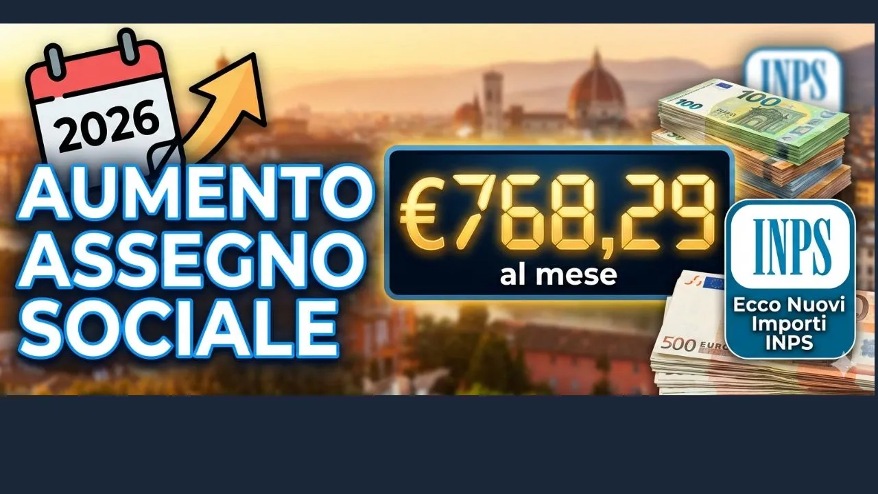 Aumento Assegno Sociale 2026: fino a 768,29 euro al mese - Ecco Nuovi Importi INPS